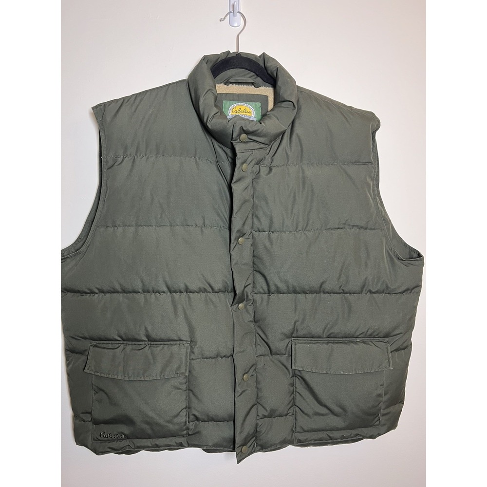 Cabela's Premier Northern Goose Down Vest Men's 3XL Tall Olive Green 550 Fill